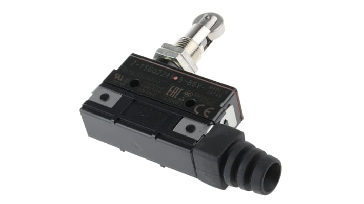 Interruttore di fine corsa Omron Z-15GQ22A55-B5V, tasto a rotella, configurazione SPDT, protezione IP62, dimensioni 81.6 x 35.5 x 17.45 mm.