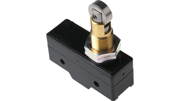 Interruttore di fine corsa Omron Z-15GQ22-B7-K, tasto a rotella NO/NC, corrente 15A, dimensioni 49.2mm x 25.5mm x 17.45mm.