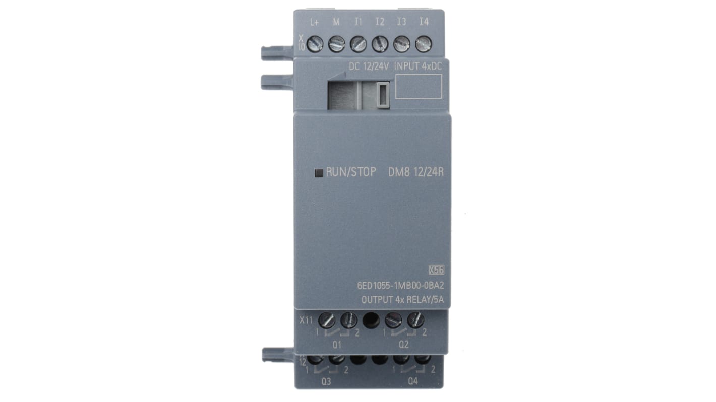 Modulo I/O Siemens 6ED1055-1MB00-0BA2 con 4 ingressi e 4 uscite per PLC LOGO! 8.2 - Dimensioni compatte, facile montaggio su guida DIN, ideale per ambienti industriali.
