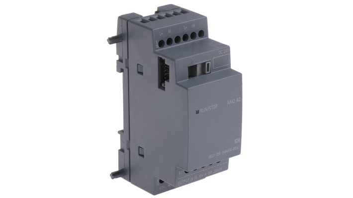 Modulo I/O Siemens LOGO! 6ED1055-1MM00-0BA2 con 2 uscite analogiche per monitorare segnali fino a 10V e 20mA. Compatibile con LOGO! Serie 8 e 8.2.