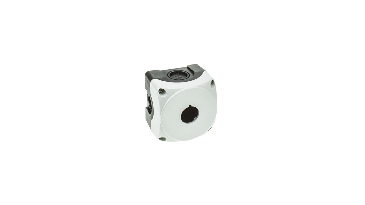 Scatola per pulsante Lovato LPZP1A8, Ø 22 mm, grigio, plastica, IP66/IP67/IP69K, per montaggio in diverse posizioni.