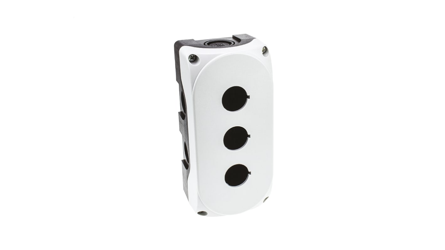 Scatola per pulsante Lovato LPZP3A8, 3 fori, plastica grigia, dimensioni 72 x 130.4 x 56 mm, grado di protezione IP66/IP67/IP69K.