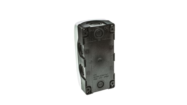 Scatola per pulsante Lovato LPZP3A8, 3 fori, plastica grigia, dimensioni 72 x 130.4 x 56 mm, grado di protezione IP66/IP67/IP69K.