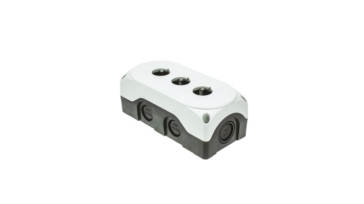 Scatola per pulsante Lovato LPZP3A8, 3 fori, plastica grigia, dimensioni 72 x 130.4 x 56 mm, grado di protezione IP66/IP67/IP69K.