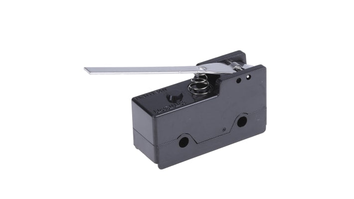 Interruttore di fine corsa Omron DZ-10GW-1B, leva DPDT, 10A a 250V, montaggio a vite, dimensioni 49.2mm x 27.9mm x 17.45mm.