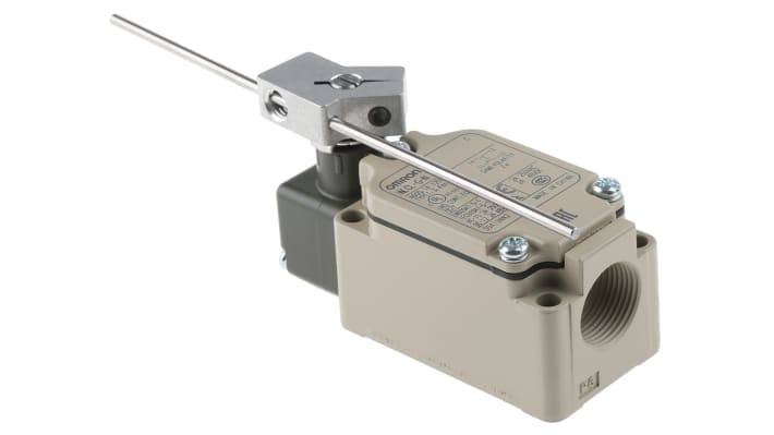 Interruttore di fine corsa Omron WL-CL-GN, configurazione NO/NC, protezione IP67, dimensioni 94.1mm x 40mm x 55mm, montaggio laterale.