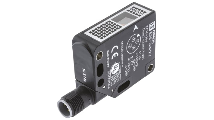 Omron E3S-DBP22 OMS, sensore fotoelettrico rettangolare a retroriflessione, rilevamento fino a 700 mm, IP67/IP69.