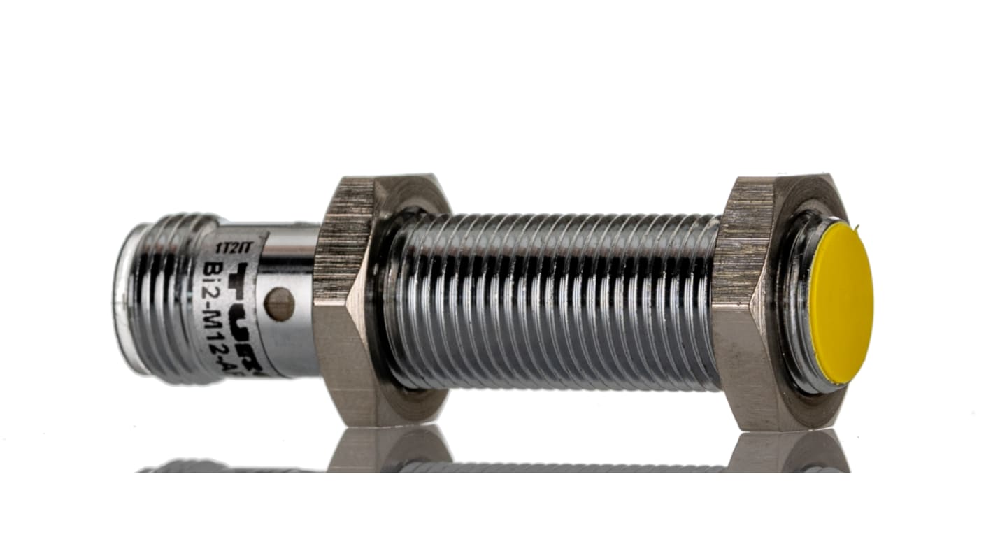 Sensore di prossimità cilindrico PNP M12 Turck Bi2-M12-AP6X-H1141, rilevamento a 2 mm, IP67, alimentazione 10-30 V c.c.