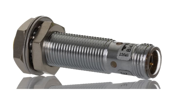 Sensore di prossimità cilindrico Turck Bi4-M12-AP6X-H1141, PNP M12, rilevamento 4 mm, IP67, montaggio a filo, lunghezza 52 mm.