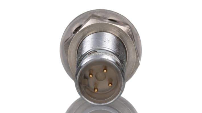 Sensore di prossimità cilindrico Turck Bi4-M12-AP6X-H1141, PNP M12, rilevamento 4 mm, IP67, montaggio a filo, lunghezza 52 mm.