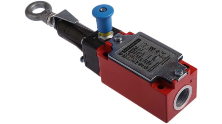 Interruttore a fune Telemecanique Sensors XY2CJ, montaggio destro/sinistro, cavo 20m, grado di protezione IP66/IP67, dimensioni 200.9 x 64.2 x 40mm.
