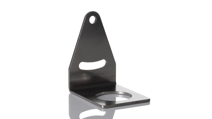 Banner SMB30A, staffa di montaggio in acciaio inox per sensori da 30 mm, con foro preforato per installazione rapida.