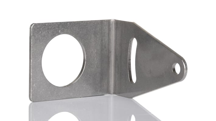 Banner SMB30A, staffa di montaggio in acciaio inox per sensori da 30 mm, con foro preforato per installazione rapida.