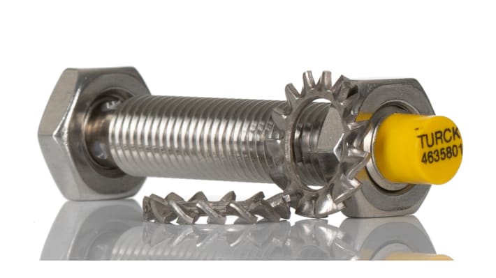 Sensore di prossimità cilindrico PNP M8 Turck Ni6U-EG08-AP6X-V1131, rilevamento 6 mm, IP68, acciaio inossidabile.