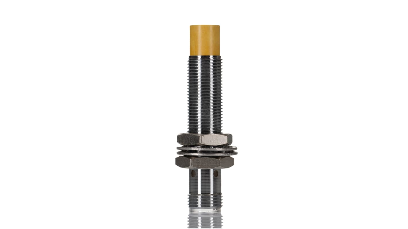 Sensore di prossimità induttivo cilindrico PNP M12 Turck NI10U-M12E-AP6X-H1141, rilevamento 10 mm, IP68, -30/+85 °C.