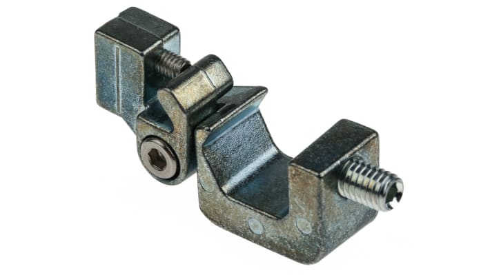 Morsetto di montaggio Turck KLA-2 per cilindri a tirante, progettato per un'installazione stabile di sensori fotoelettrici e induttivi.