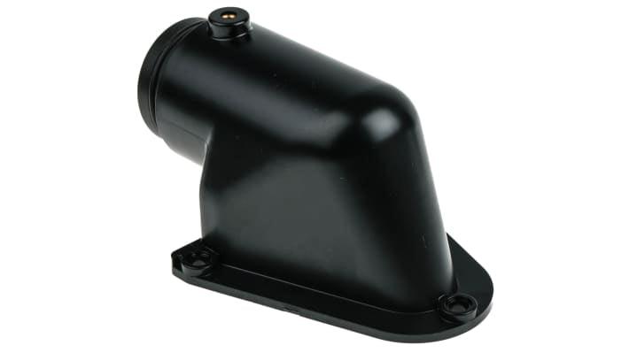 Staffa ad angolo retto Banner LMB30RA per montaggio su tubo, compatibile con colonne luminose CL50, foro di 40mm. Include viti e O-ring.