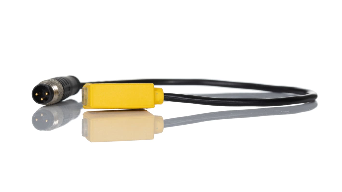 Sensore fotoelettrico rettangolare Banner Q12RP6RQ3, portata 2 m, uscita PNP, IP67, LED, dimensioni 22 x 8 x 12 mm.