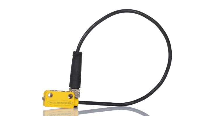 Sensore fotoelettrico rettangolare Banner Q12RP6RQ3, portata 2 m, uscita PNP, IP67, LED, dimensioni 22 x 8 x 12 mm.