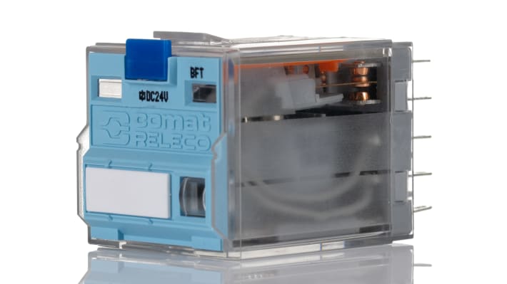 Relè di potenza Turck C4-A40/024VDC, 4 poli, 24V cc, 10 A, dimensioni 35 x 35 x 52,5 mm, grado di protezione IP40.