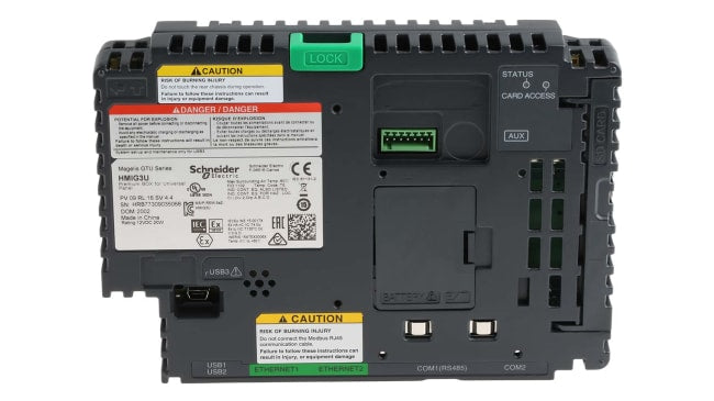 Adattatore Schneider Electric HMIG3U per HMI Magelis, con CPU, doppia porta LAN e 8000 variabili massime.