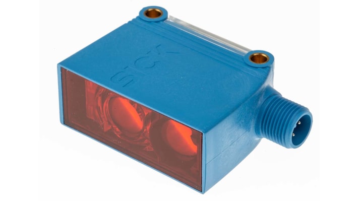 Sensore fotoelettrico rettangolare Sick GTB10-P4212, rilevamento 20 mm a 950 mm, uscita PNP, montaggio a pannello, grado di protezione IP67.