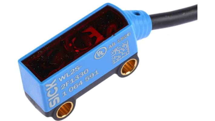 Sensore fotoelettrico rettangolare Sick WL2S-2F1330, rilevamento fino a 1,2 m, montaggio a pannello, grado di protezione IP67.