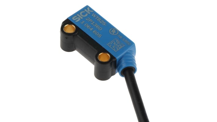 Sensore fotoelettrico rettangolare Sick WTB2S-2P1360, rilevamento 1-66 mm, uscita PNP, montaggio a pannello, IP67.