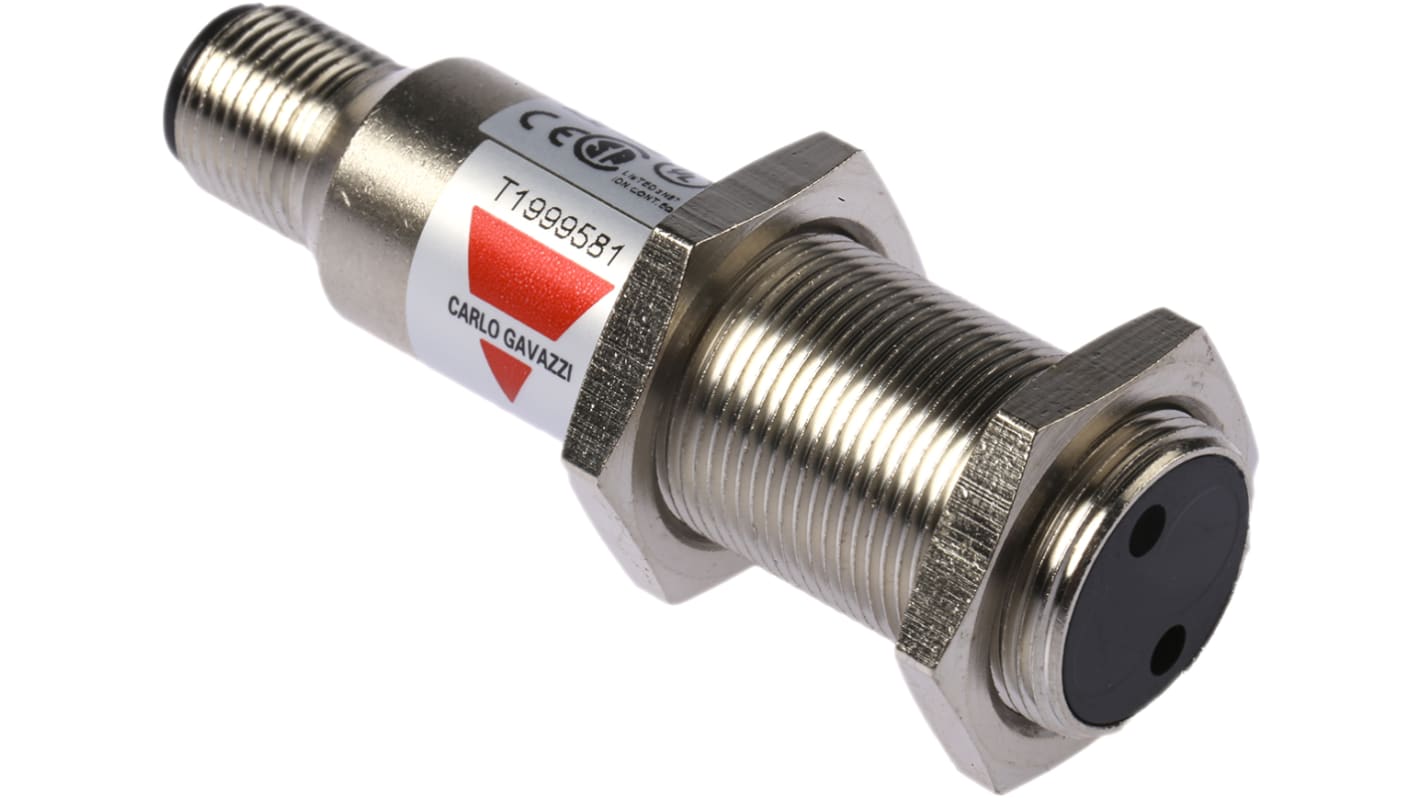 Carlo Gavazzi EO1804PPAS-1, sensore fotoelettrico cilindrico a riflessione diffusa, IP67, 400 mm di rilevamento, alimentazione 10-40 V c.c.