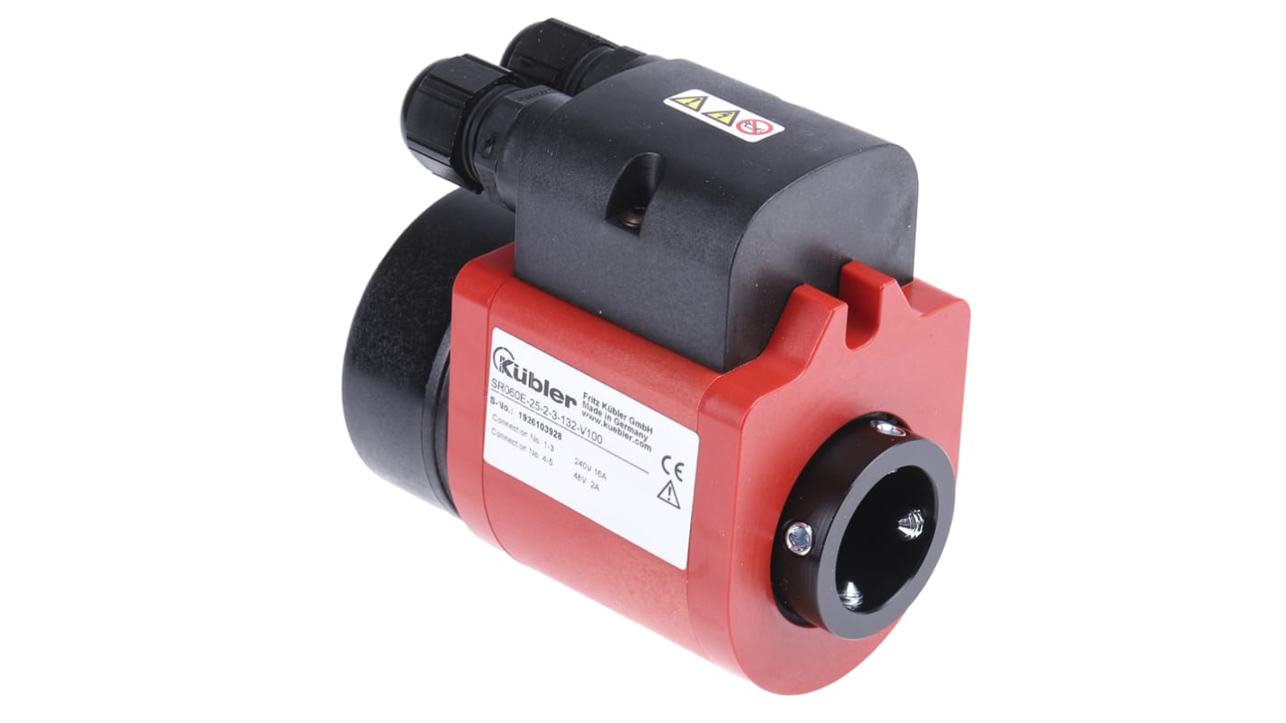 Motore posizionatore Kübler SR060E-25-2-3-132-V100, diametro albero 25 mm, rotazione 500 giri/min, IP64, dimensioni 60 x 98 mm.