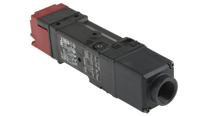 Interruttore di interblocco a solenoide Omron D4SL-N4AFA, 24V cc, contatti 1NC/1NO, grado di protezione IP67, dimensioni 179.5x39x39 mm.
