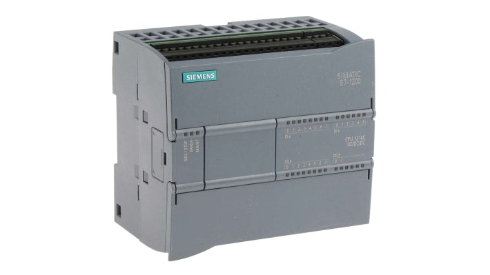 CPU PLC Siemens SIMATIC S7-1200 6ES7214-1AG40-0XB0 con 4 MB di memoria, supporto Ethernet e 14 ingressi digitali. Ideale per automazione industriale.