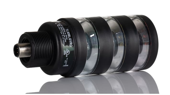 Torretta di segnalazione LED Banner TL50BLGYRQ, 3 elementi Rosso/Verde/Giallo, montaggio su base, IP67, 12-30 V c.c.