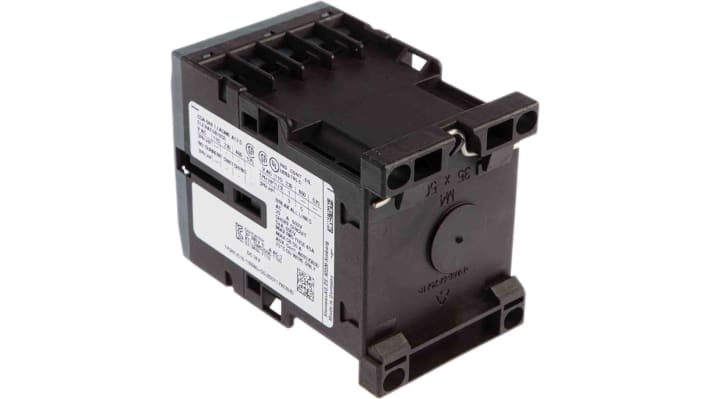 Contattore Siemens 3RT2516-1BB40, 4 poli, 24 V c.c., 9 A, 2 NO + 2 NC, dimensioni 57,5 x 45 x 73 mm.