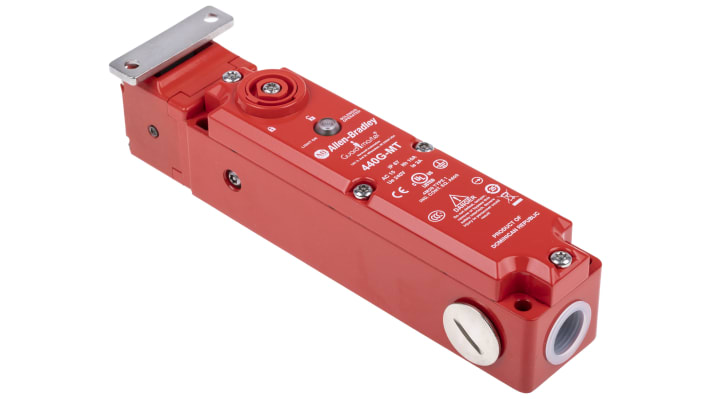 Interruttore di interblocco a solenoide Allen Bradley Guardmaster 440G-MT47037, 24V, IP67, dimensioni 199x40x46.75mm.