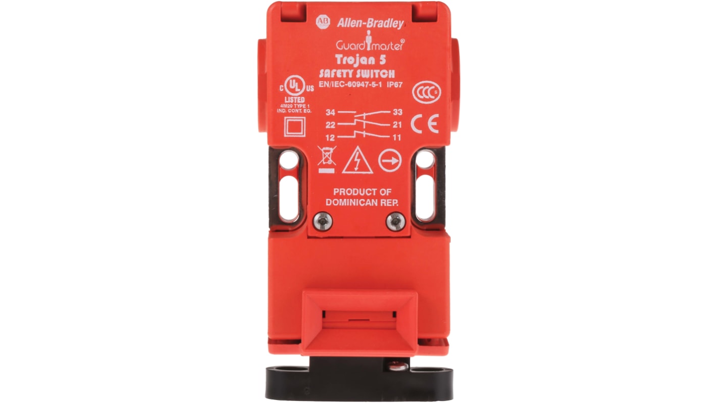 Interruttore di interblocco di sicurezza Allen Bradley Guardmaster 440K-T11110, a chiave, IP67, 2NC/1NA, dimensioni 95x52x32mm.