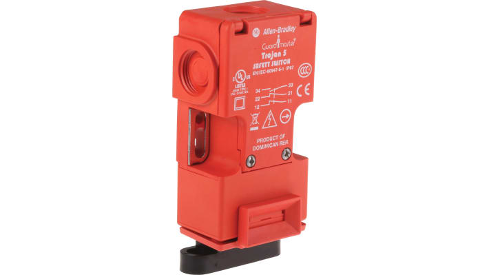 Interruttore di interblocco di sicurezza Allen Bradley Guardmaster 440K-T11110, a chiave, IP67, 2NC/1NA, dimensioni 95x52x32mm.