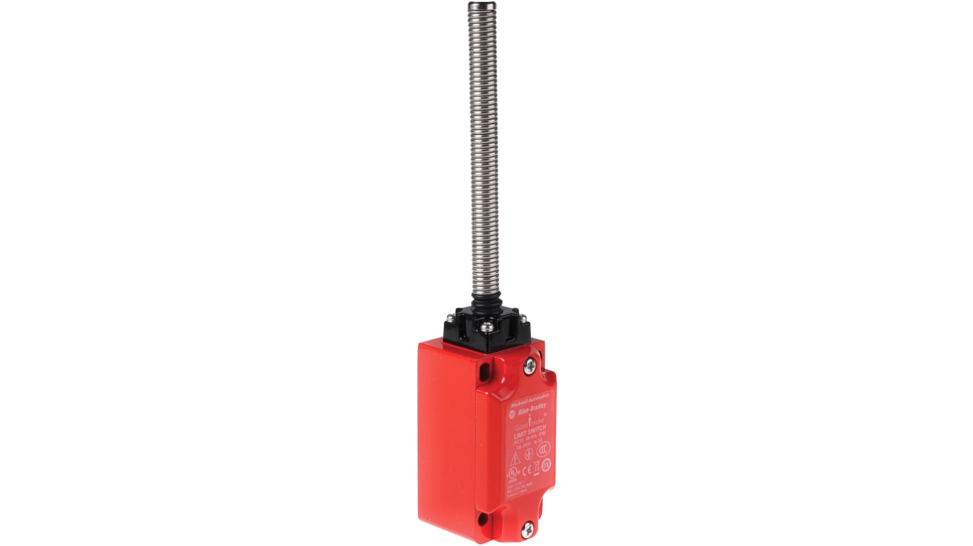 Interruttore di fine corsa Allen Bradley Guardmaster 440P-MSRS11B, attuatore a leva a molla NO/NC, protezione IP66, dimensioni 211mm x 40mm x 43mm.