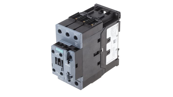 Contattore Siemens 3RT2035-1AP00: 3 poli, 40A, 18,5 kW, 230V c.a. per controllo sicuro motori industriali. Adatto a condizioni estreme.
