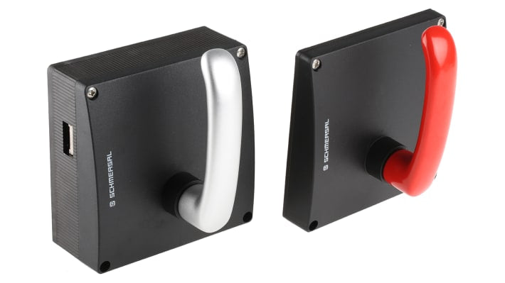 Schmersal AZ/AZM 200-B30-RTAG1P1, attuatore di emergenza a destra in termoplastica rinforzata, design leggero per uso con interruttore di sicurezza.