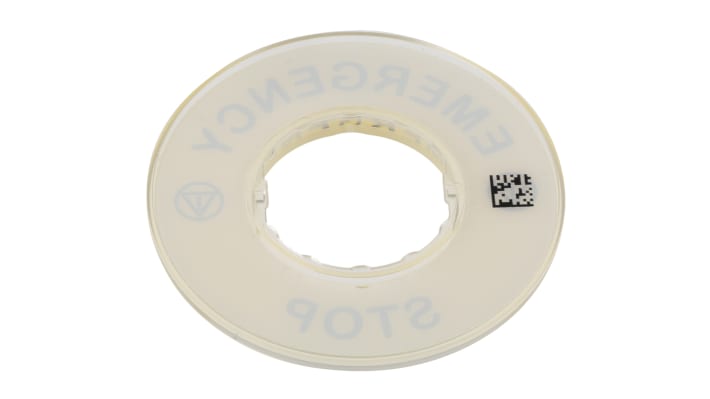 Piastra per legenda contrassegnata 3D Schneider Electric ZBY9320 - Serie Harmony XB - "Arresto di Emergenza" - Ideale per pulsanti di arresto di emergenza - Resistente e visibile - Compatibile con serie XB4 e XB5.