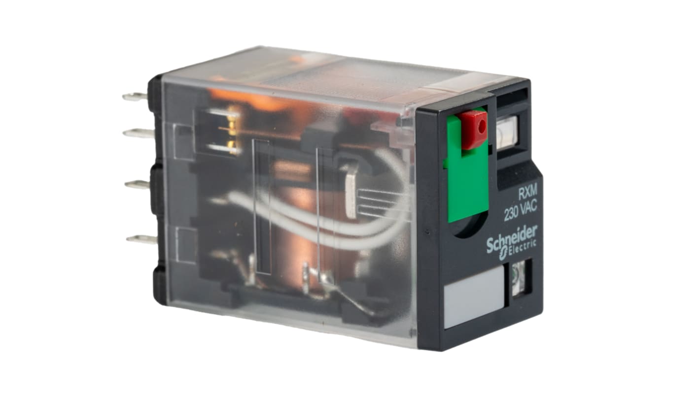 Relè miniaturizzato Schneider Electric RXM4AB2P7 4PDT 230V AC - Serie Harmony Relay RXM. Ideale per automazione industriale e sistemi HVAC. LED, facile installazione. Certificato CE e UL.