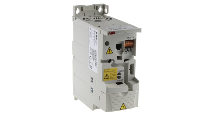 Inverter ABB ACS355-01E-04A7-2, potenza 0,75 kW, montaggio a pannello, dimensioni 239 x 70 x 187 mm, comunicazione Modbus.