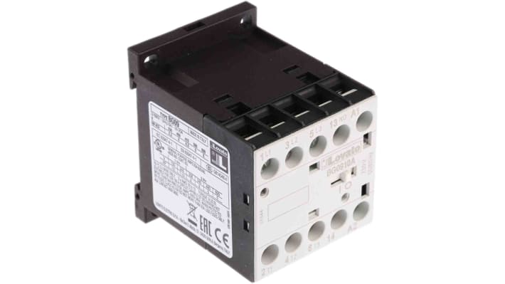 Contattore Lovato 11BG0910A230, 3 poli, 9 A, montaggio su guida DIN 35 mm, dimensioni 44x58x57 mm, grado di protezione IP20.