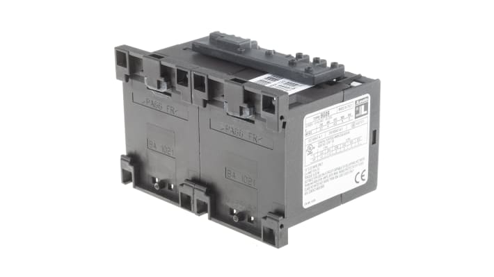 Teleinvertore Reversibile Lovato 11BGT0910A024, 3 poli, 9 A, bobina 24 V c.a., dimensioni 58x88x56 mm.