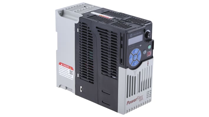 Inverter trifase Allen Bradley 25B-D2P3N114, potenza 0,75 kW, montaggio su guida DIN, dimensioni 152x72x172 mm.
