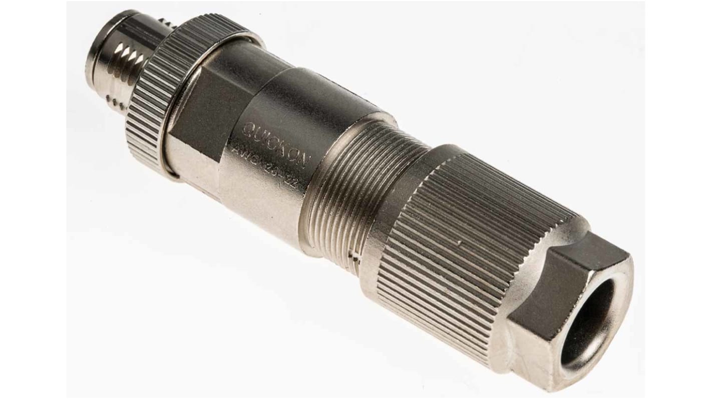 Connettore circolare maschio M12 SACC, 8 poli, IP67, trasferimento dati 10Gb/s, SPEEDCON - Phoenix Contact 1411043. Ideale per applicazioni industriali e ferroviarie.