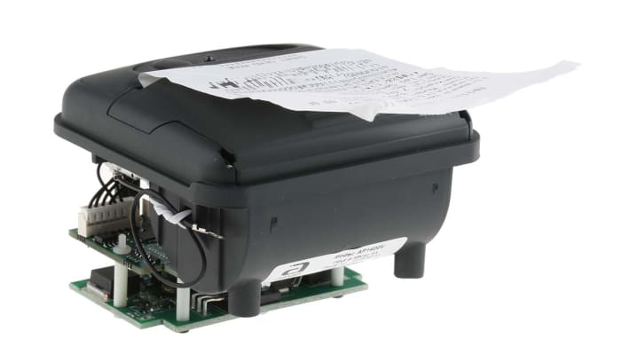 Stampante da pannello Able Systems Ap1400VKITRS, risoluzione 384 punti/linea, dimensioni 80mm x 83mm x 67mm, montaggio versatile.