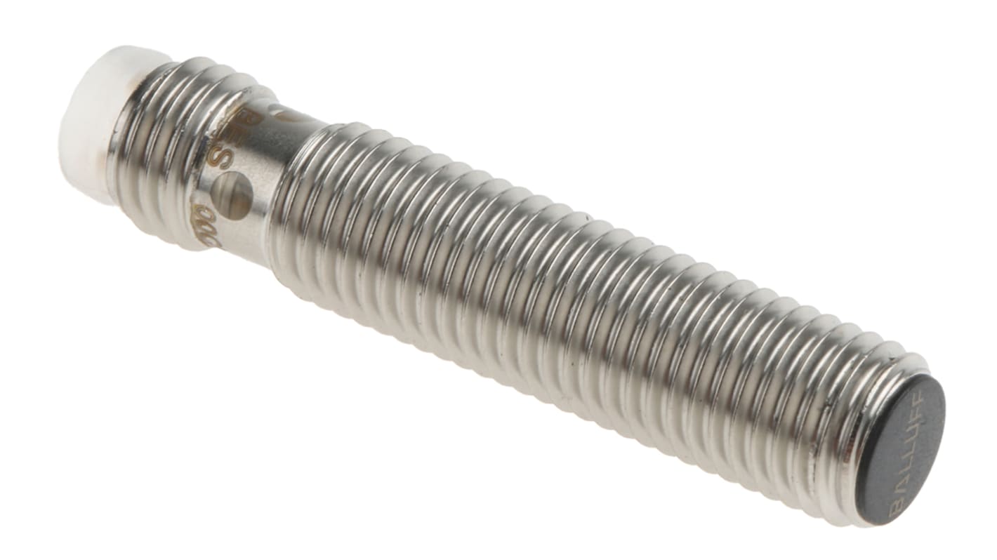 Sensore di prossimità cilindrico PNP BALLUFF BES M08EE-PSC20B-S49G, rilevamento 2 mm, custodia in acciaio inox, IP67.