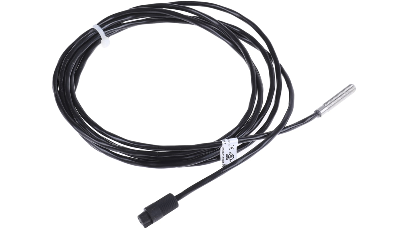 Sensore di prossimità cilindrico BALLUFF BCS M05T4C-XXS10C-EP02-GZ01-002, M5, rilevamento 1 mm, IP67, acciaio inox, 29 mm.